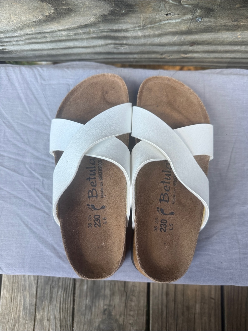 White Cross-Strap Birkenstock sandals